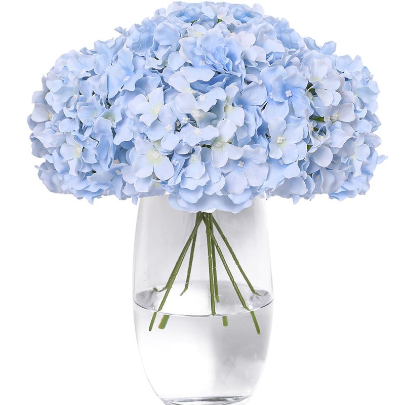 Tifuly Hydrangea Artificial Flowers -12 pcs Realistic Fake Hydrangea Silk Flowers with Stems Faux Hydrangea Flowers Heads for Office Home Party Wedding Centerpiece DIY Floral Decor(Sky Blue) - Image 1